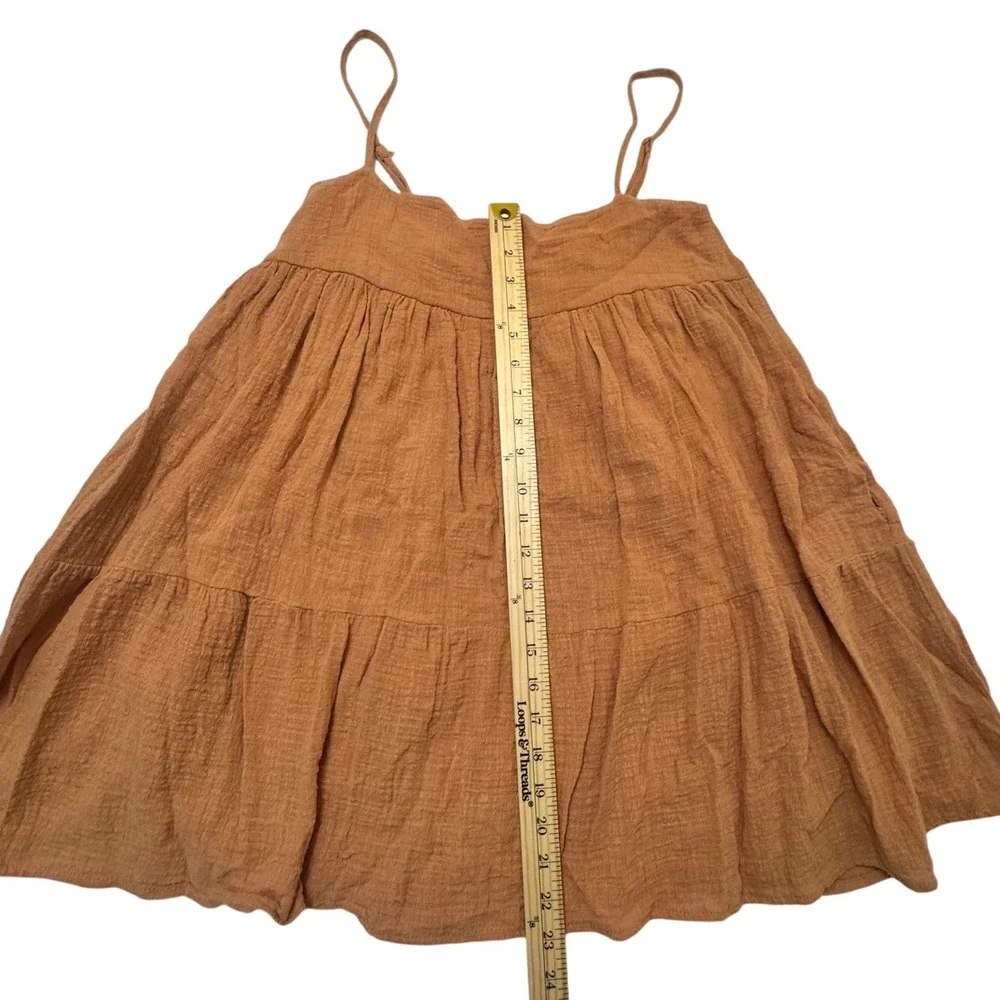 Olivaceous Gypsy and Gold Rust Cotton Gauze Pockets Mini Dress Boho Small